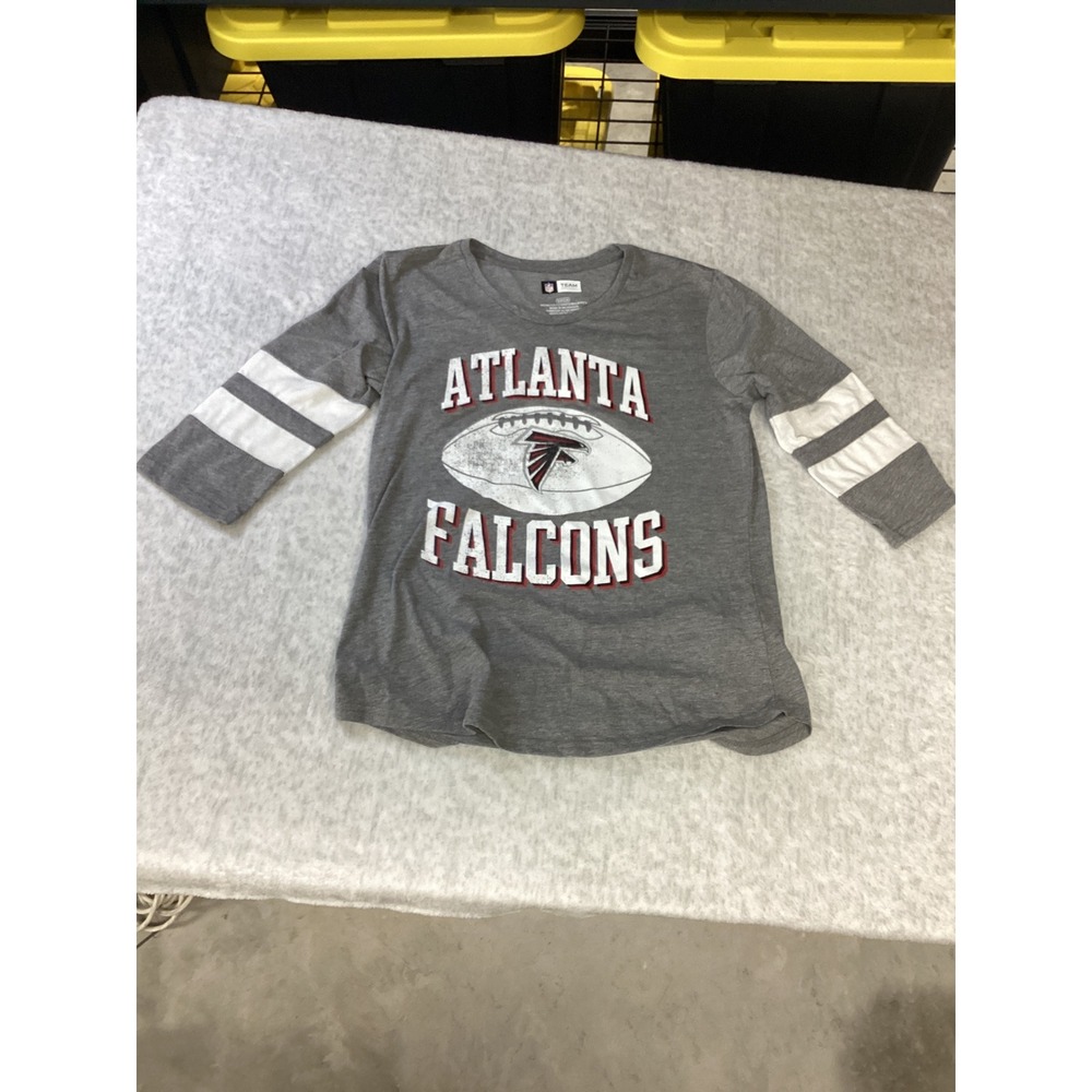 NFL Team Apparel Atlanta Falcons Womens Gray 3/4 Sleeve Graphic T-Shirt Small